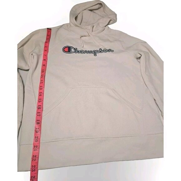 Champion Hoodie Size S White Blue Logo Kangaroo Pouch Long Sleeve Sweatshirt - Picture 7 of 8